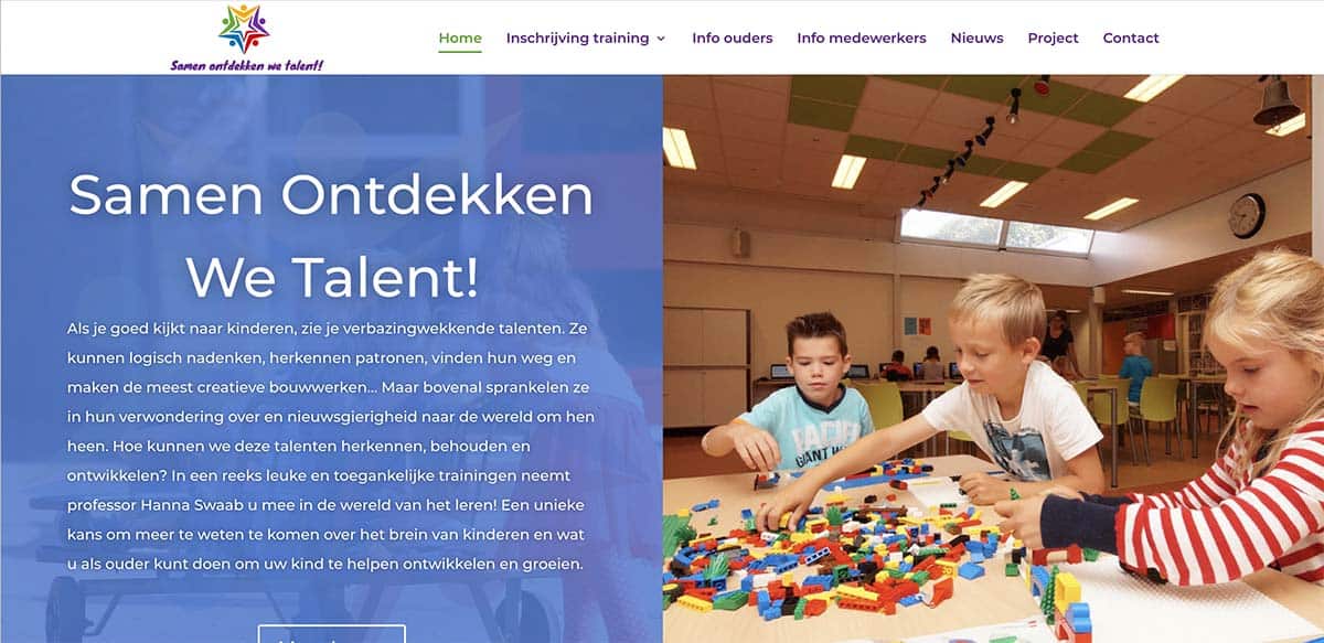 Professionele website - samenontdekkenwetalent.nl